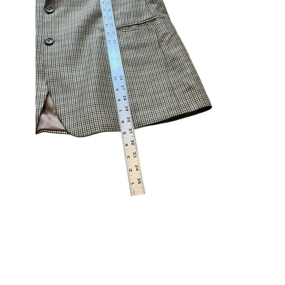 Chaps Men's Brown Houndstooth Check 100% Silk Sport Coat Blazer Jacket Size 44R